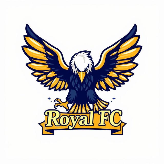 A stylized logo for a football club named 'Royal FC', featuring an eagle prominently