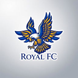 A majestic logo design for a fictional football club called 'Royal FC', featuring a stylized and powerful eagle