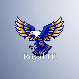 A majestic logo design for a fictional football club called 'Royal FC', featuring a stylized and powerful eagle