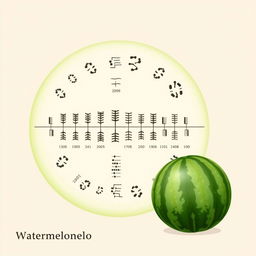 A detailed illustration of a watermelon (Citrullus lanatus) showing its karyotype with 22 chromosomes