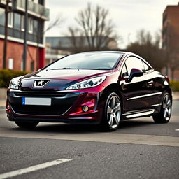 A creatively redesigned Peugeot 207cc, showcasing a harmonious blend of stylish curves and aggressive lines inspired by Audi TT and A3