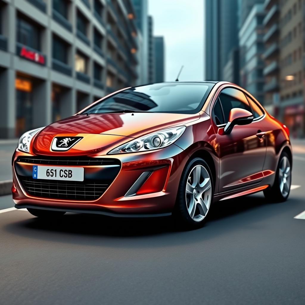 A creatively redesigned Peugeot 207cc, showcasing a harmonious blend of stylish curves and aggressive lines inspired by Audi TT and A3