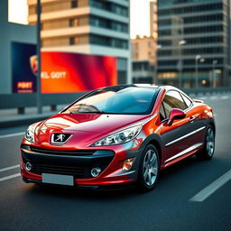 A creatively redesigned Peugeot 207cc, showcasing a harmonious blend of stylish curves and aggressive lines inspired by Audi TT and A3