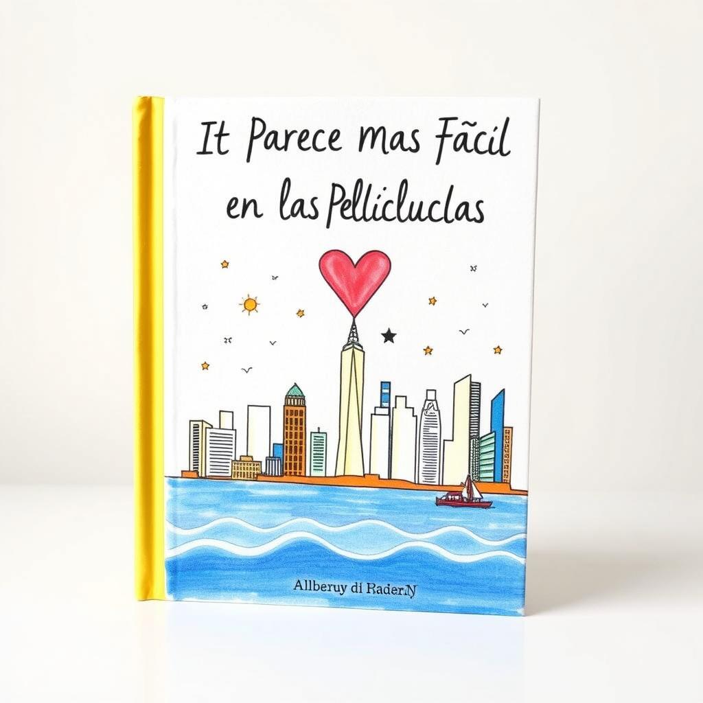 The cover of a book titled "It Parece Más Fácil en las Películas", featuring a hand-drawn illustration that captures the essence of New York City with its iconic skyline