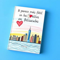 The cover of a book titled "It Parece Más Fácil en las Películas", featuring a hand-drawn illustration that captures the essence of New York City with its iconic skyline