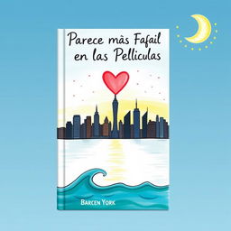 The cover of a book titled "Parece Más Fácil en las Películas", featuring a charming hand-drawn illustration that highlights the recognizable skyline of New York City