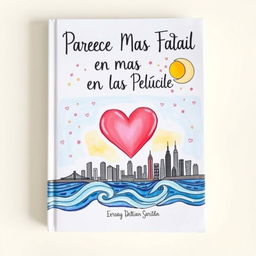 The cover of a book titled "Parece Más Fácil en las Películas", showcasing a beautifully hand-drawn illustration that features the iconic skyline of New York City