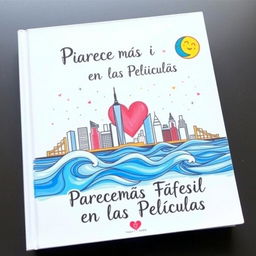 The cover of a book titled "Parece Más Fácil en las Películas", showcasing a beautifully hand-drawn illustration that features the iconic skyline of New York City