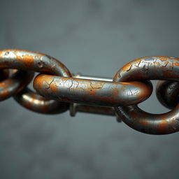 A massive, intricately detailed chain, crafted with hyper-realistic textures and materials