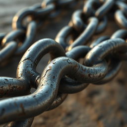 A massive, intricately detailed chain, crafted with hyper-realistic textures and materials