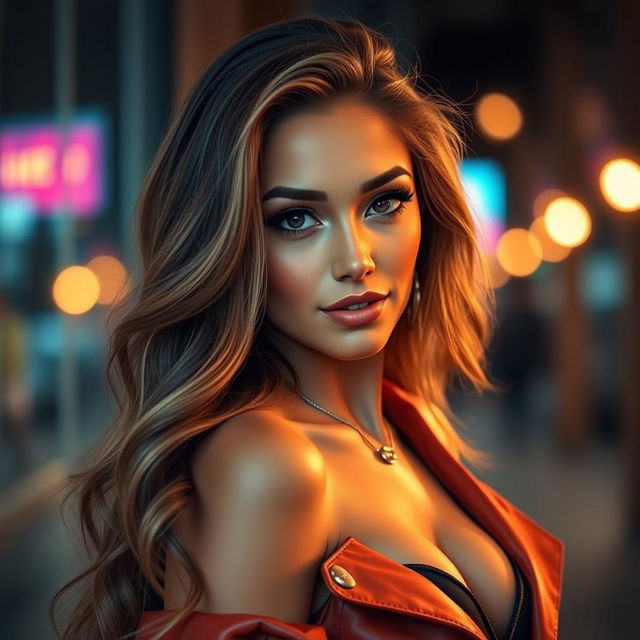 A captivating portrait of Catherine, a stunning and confident woman with an alluring presence