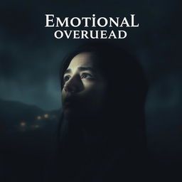 A woman in a dark and gloomy landscape, with heavy shadows cast over her head, symbolizing emotional weight
