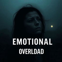 A woman in a dark and gloomy landscape, with heavy shadows cast over her head, symbolizing emotional weight