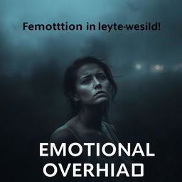 A woman in a dark and gloomy landscape, with heavy shadows cast over her head, symbolizing emotional weight