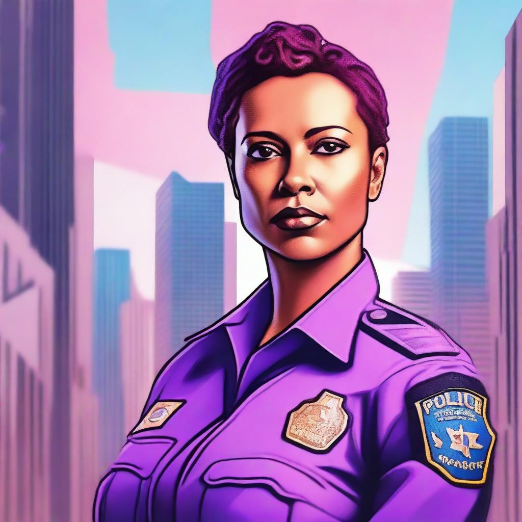 A high-quality digital art of a 34-year-old female police commissioner, embodying strength and bravery