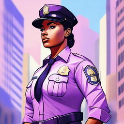 A high-quality digital art of a 34-year-old female police commissioner, embodying strength and bravery