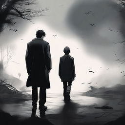 A high-quality digital art illustration for a novel cover, capturing the essence of angst and brothership