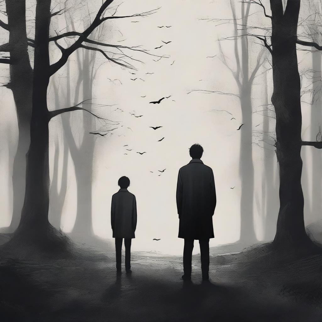 A high-quality digital art illustration for a novel cover, capturing the essence of angst and brothership