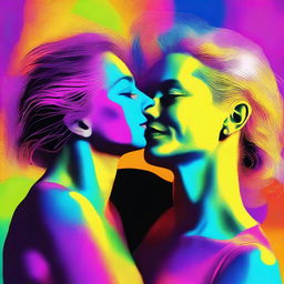 A high-quality digital artwork depicting two lesbian lovers, aged 32 and 27, in a loving embrace