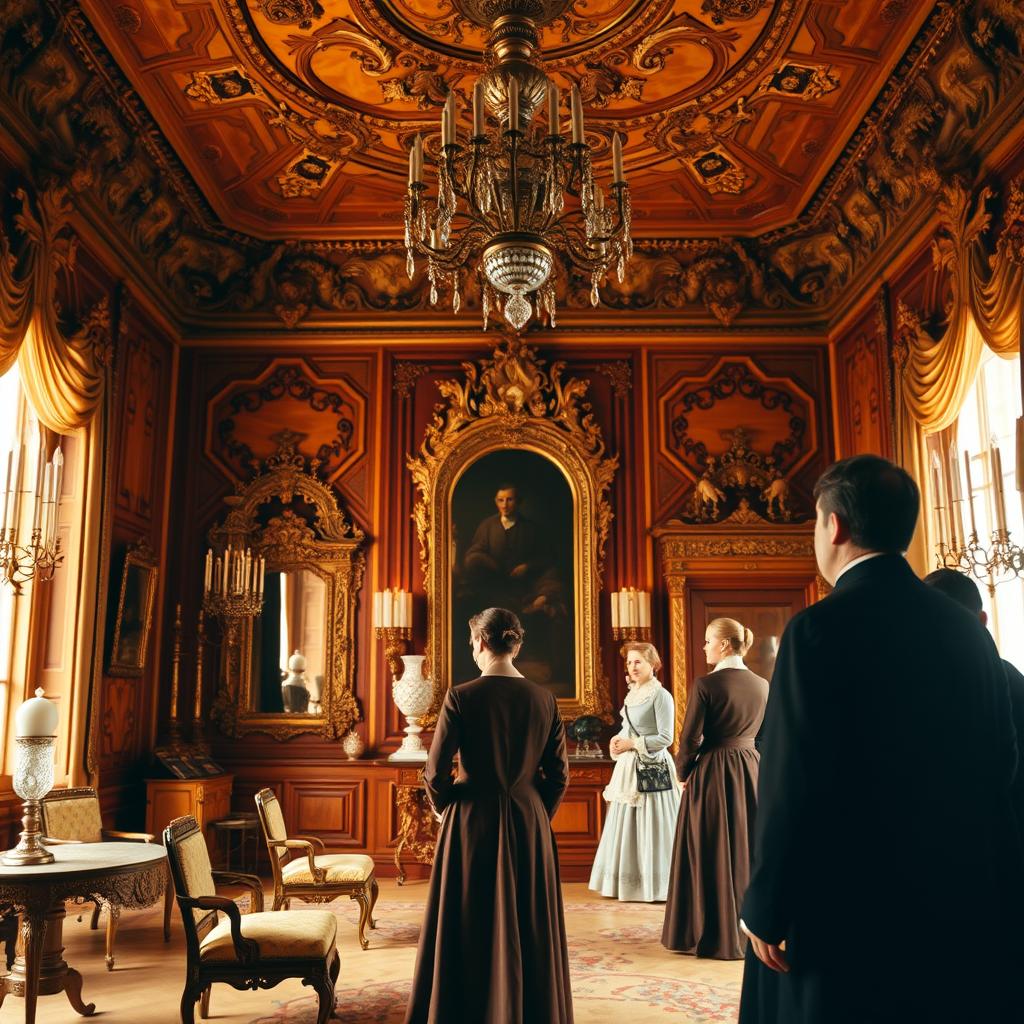 A nostalgic and historically rich image of the original Amber Room, capturing its grandeur and luxurious design before its destruction