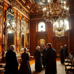 A nostalgic and historically rich image of the original Amber Room, capturing its grandeur and luxurious design before its destruction