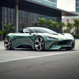 A futuristic concept car inspired by Aston Martin and Lotus, embodying ecology and innovation