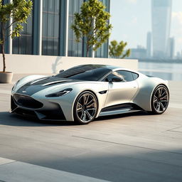 A futuristic concept car inspired by Aston Martin and Lotus, embodying ecology and innovation