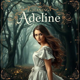 A captivating book cover inspired by the style of 'Chasing Adeline', featuring a beautifully intricate design with a blend of mystery and romance