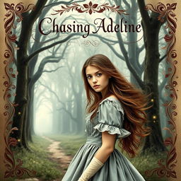 A captivating book cover inspired by the style of 'Chasing Adeline', featuring a beautifully intricate design with a blend of mystery and romance