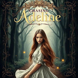 A captivating book cover inspired by the style of 'Chasing Adeline', featuring a beautifully intricate design with a blend of mystery and romance