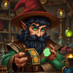 A highly detailed and realistic art style illustration of a dexterous male gnome wizard characterized by his perfectionism
