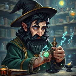 A highly detailed and realistic art style illustration of a dexterous male gnome wizard recognized for his perfectionism
