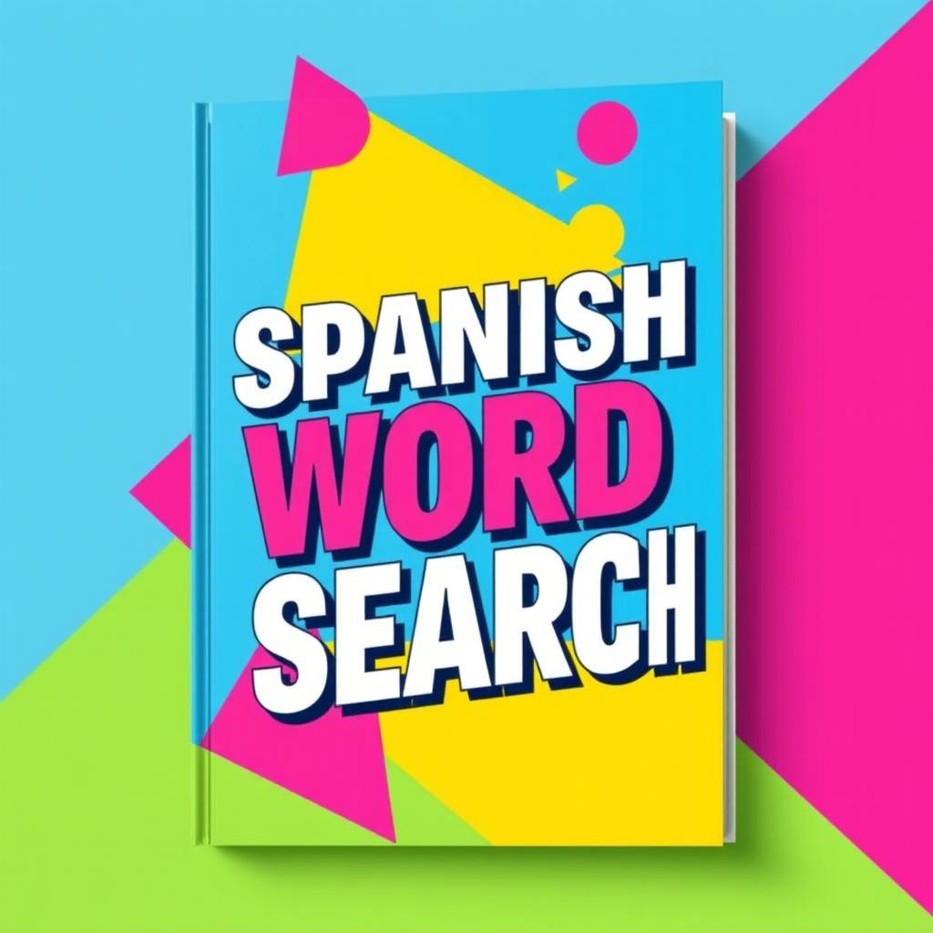 A vibrant and modern book cover design for a Spanish Word Search puzzle book