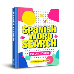 A vibrant and modern book cover design for a Spanish Word Search puzzle book