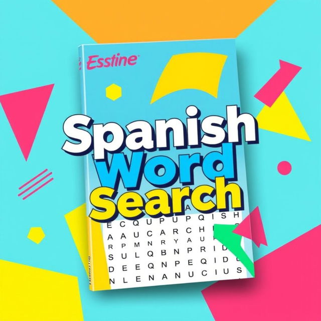 A vibrant and modern book cover design for a Spanish Word Search puzzle book