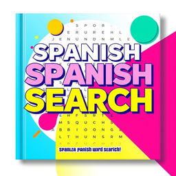 A vibrant and modern book cover design for a Spanish Word Search puzzle book