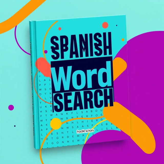 A vibrant and modern book cover design for a Spanish Word Search puzzle book, tailored to appeal to an adult audience