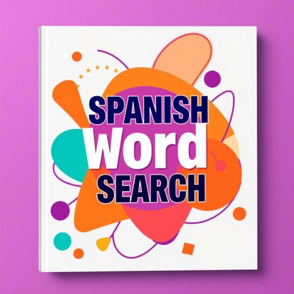 A vibrant and modern book cover design for a Spanish Word Search puzzle book, tailored to appeal to an adult audience