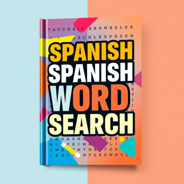 A striking book cover design for a Spanish Word Search puzzle book, appealing to an adult audience