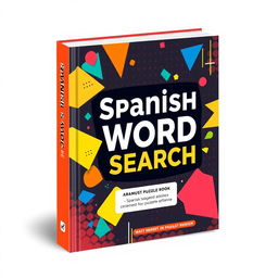 A striking book cover design for a Spanish Word Search puzzle book, appealing to an adult audience