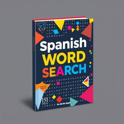A striking book cover design for a Spanish Word Search puzzle book, appealing to an adult audience