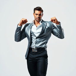 A confident and powerful figure in a striking pose, exuding charisma and strength