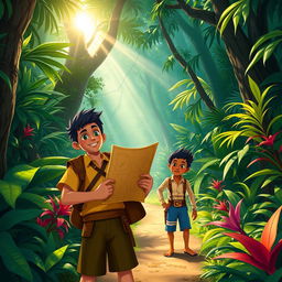 Rizky, the brave young man from Kaban village, alongside his slightly shy friend Wahyu, embarks on an adventurous journey to uncover the mystery of hidden treasure located in the heart of the forbidden forest surrounding their village
