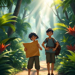 Rizky, the brave young man from Kaban village, alongside his slightly shy friend Wahyu, embarks on an adventurous journey to uncover the mystery of hidden treasure located in the heart of the forbidden forest surrounding their village