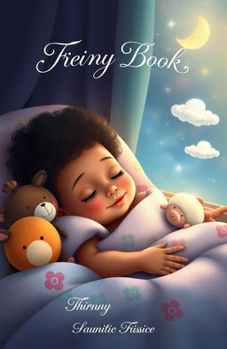 A whimsical and heartwarming book cover featuring a sleeping child of diverse ethnic backgrounds, peacefully resting with a gentle smile