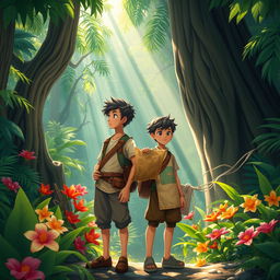 Two handsome young men from Kaban village, Rizky, the brave one, and his slightly shy friend Wahyu, embark on an exciting adventure to uncover the mysterious treasure hidden in the depths of the forbidden forest surrounding their village