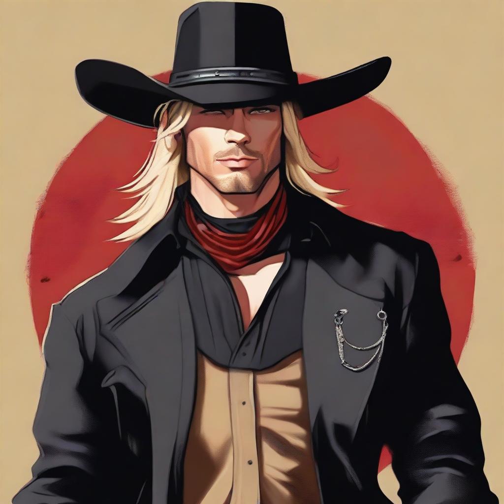 A high-quality digital art image showcasing a male cowboy with a strong presence