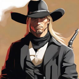 A high-quality digital art image showcasing a male cowboy with a strong presence