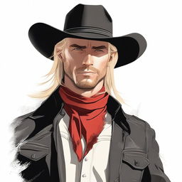 A high-resolution digital art image featuring a male cowboy on a solid white background