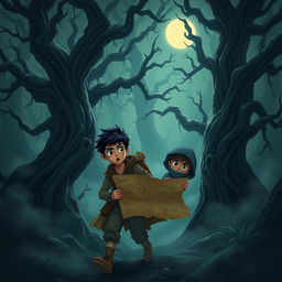 Brave Rizky, accompanied by his friend Wahyu, embarking on a treasure hunt in a forbidden forest filled with mystery